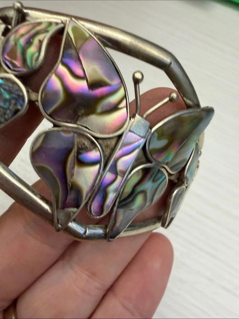 Abalone Butterfly Statement Cuff Bracelet - Iridescent